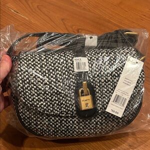 Rosetti Black and White Crossbody Bag with Gold Accent